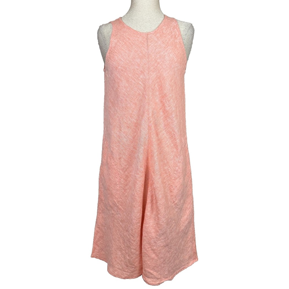 Lands' End Dress Womens S Tall Pink Linen Tank A-Line Travel Casual Coastal